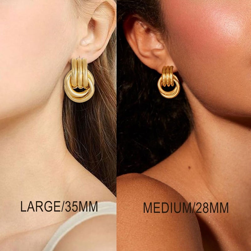 Spiritlele 14K Gold Plated Knot Earrings for Women Gold Silver Earrings Heart Link Drop Dangle Earring Chunky Golden Knotted Statement Jewelry - Image 2